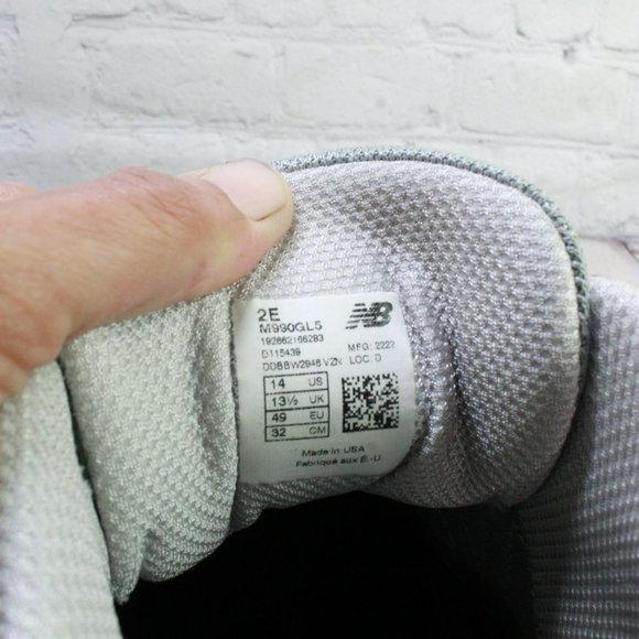 New Balance 990v5 Gray Suede Lace Up Athletic Sneakers Shoes Size 14 EE - Picture 8 of 9